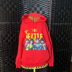 The Beatles Red Hoodie with Yellow and Black Accents